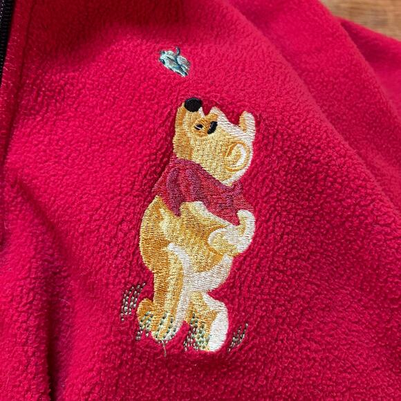 Winnie the Pooh Red Fleece Pullover Jacket Womens 1X 1/4 Zip Embroidered Disney - Picture 3 of 7